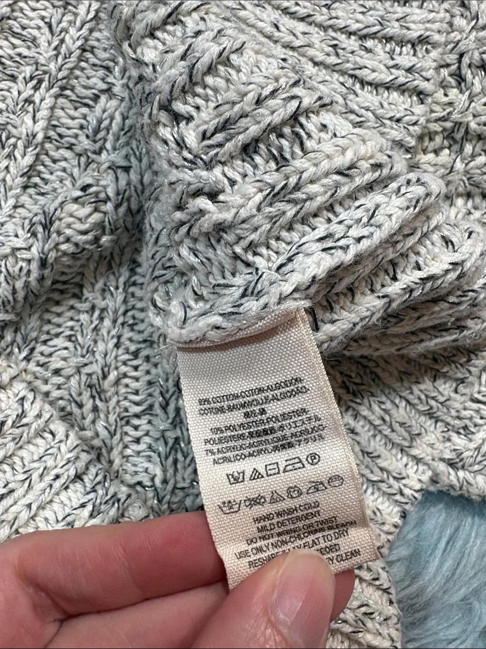 Free People Twisted Cable Cowl Neck Marled Cream Sweater
